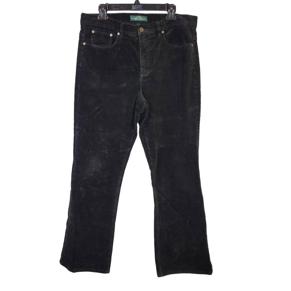 Lauren Ralph Lauren Corduroy Pants Women's 14 Black Classic Boot Cut Preppy